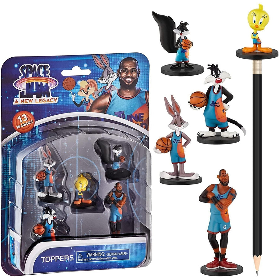 Space Jam 5pk Pencil Toppers Tweety Sylvester Penelope LeBron Bugs Bunny PMI International Image 1