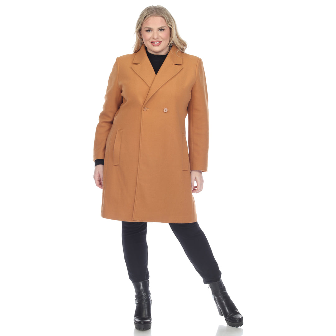 White Mark Womens Long Sleeve Classic Double-Breasted Walker Coat Image 9