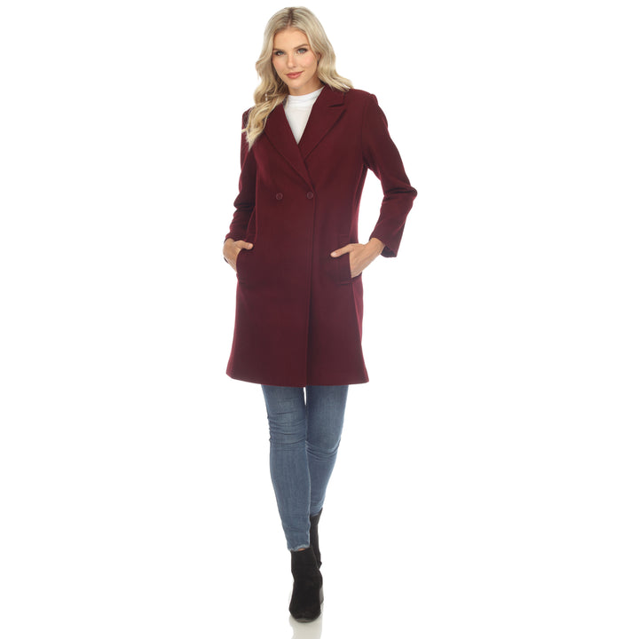 White Mark Womens Long Sleeve Classic Double-Breasted Walker Coat Image 10