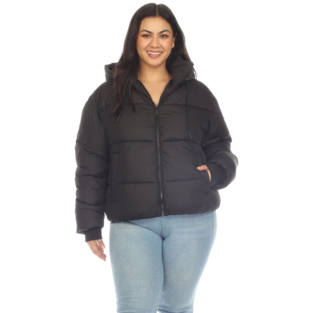 White Mark Womens Zip Hooded Puffer Jacket with Pockets Image 6