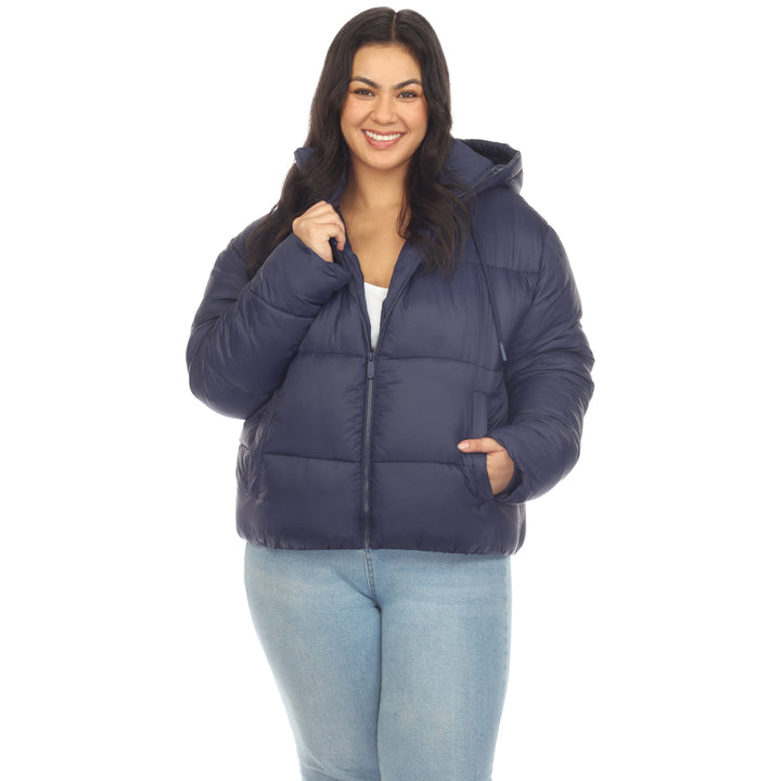 White Mark Women's Zip Hooded Puffer Jacket with Pockets Image 1
