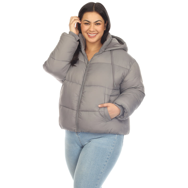 White Mark Womens Zip Hooded Puffer Jacket with Pockets Image 9