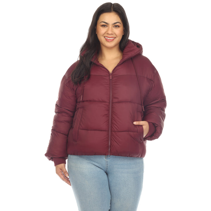 White Mark Womens Zip Hooded Puffer Jacket with Pockets Image 10