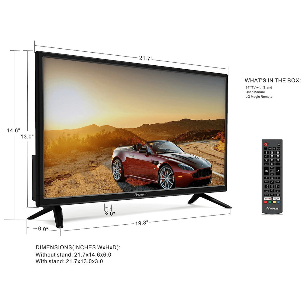 Norcent 24 Inch 720P LED HD Smart TV Wall-Mountable with Surround Sound Image 2