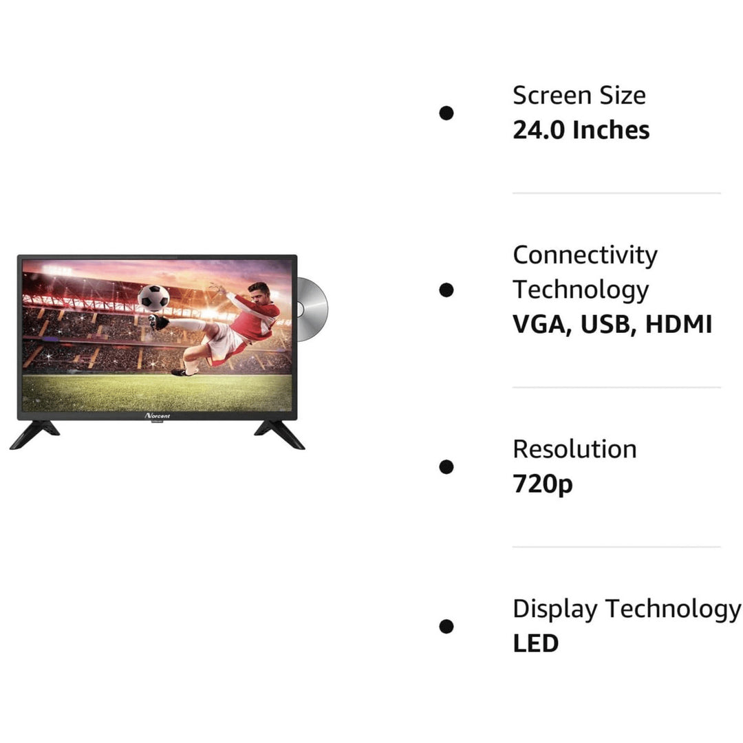 Norcent 24 Inch 720P LED HD Backlight Flat TV DVD Combo with Multimedia Access Image 9