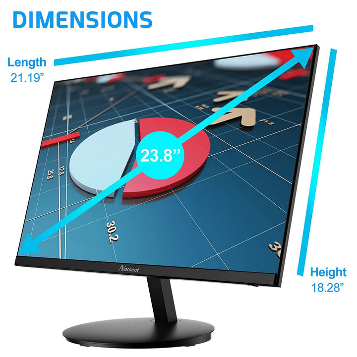 Norcent 24 Inch Frameless Computer Monitor FHD 75HZ VA with Built-In Speakers Image 4