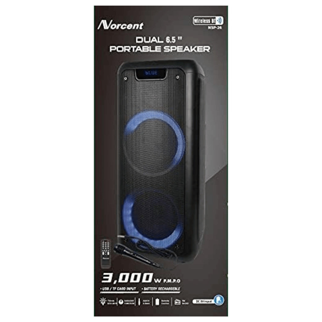 Norcent Dual 6.5" Portable Party Bluetooth Speaker with Flashing LED Lights Image 6