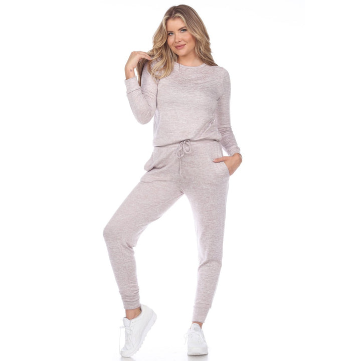 White Mark Womens 2 Piece Lounge Set White Long Sleeve Top and Full Length Pants Image 3