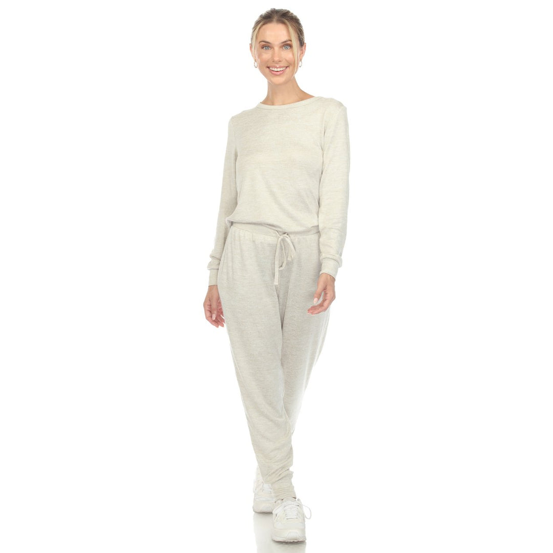 White Mark Womens 2 Piece Lounge Set White Long Sleeve Top and Full Length Pants Image 1