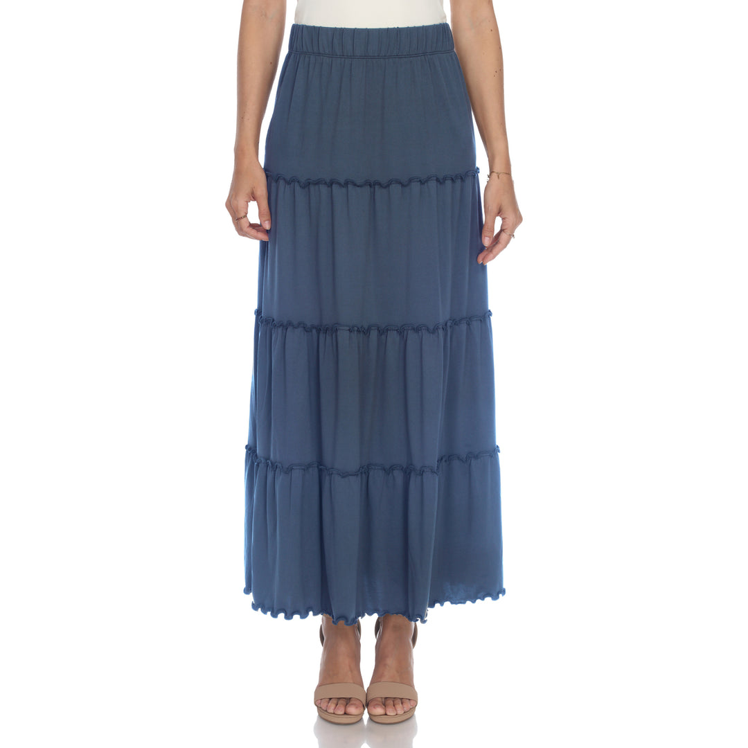 White Mark Womens Tiered Maxi Skirt with Pockets Image 7