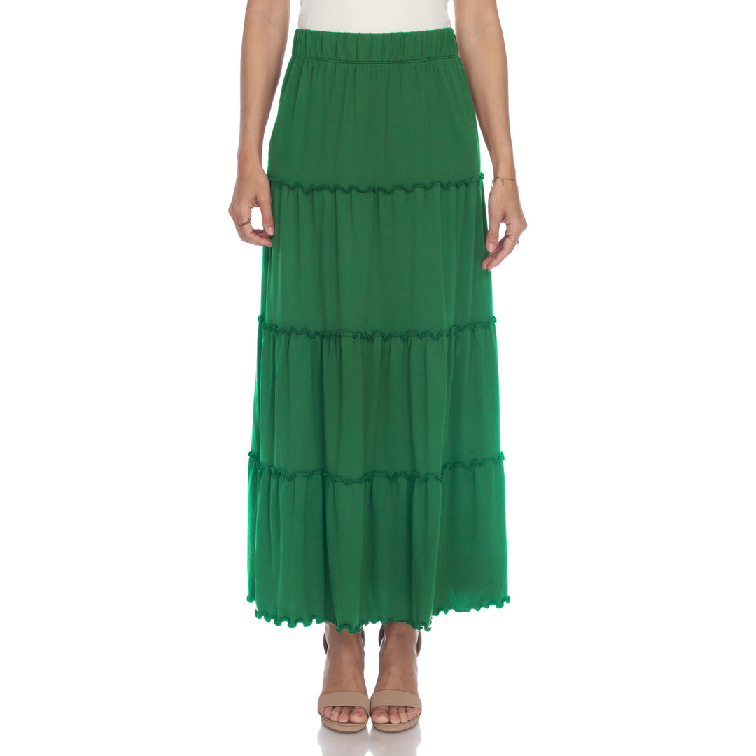 White Mark Womens Tiered Maxi Skirt with Pockets Image 8