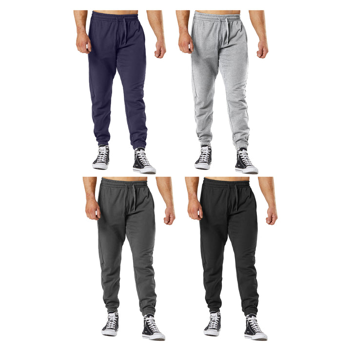 Mens Fleece-Lined Jogger Sweatpants 3-Pack Casual Comfort Elastic Waistband Image 3