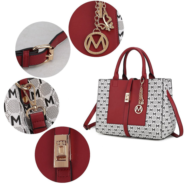 Yuliana Circular M emblem Multi-Functional Shoulder Bag Print Satchel Handbag with Wallet by Mia K - 2 pieces Image 12