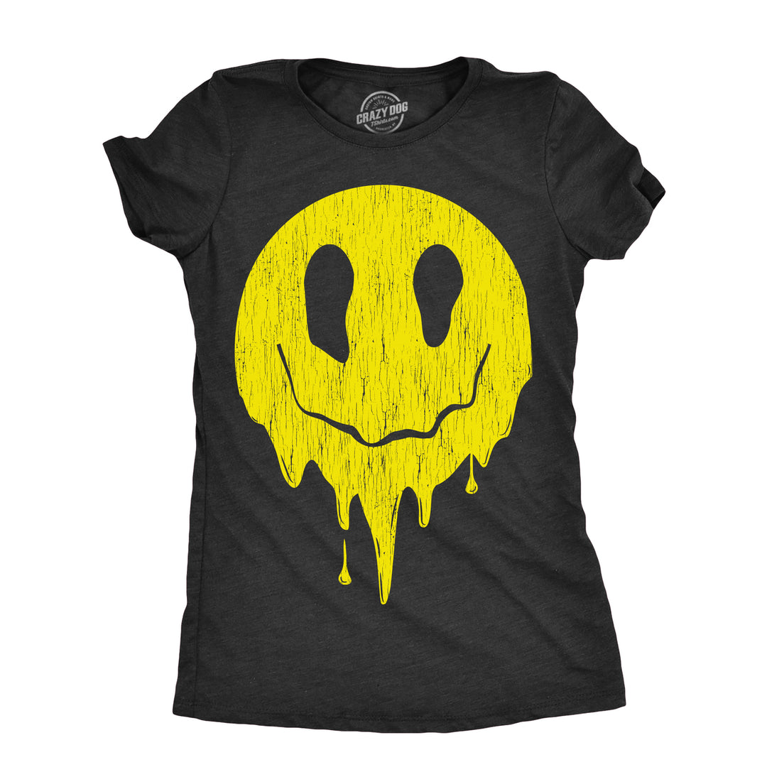 Womens Dripping Smile T Shirt Funny Melting Smiling Face Tee For Ladies Image 1