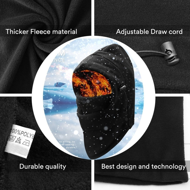 Mens Fleece Lined Windproof Balaclava 3-Pack Thermal Ski Face Mask Black Image 3