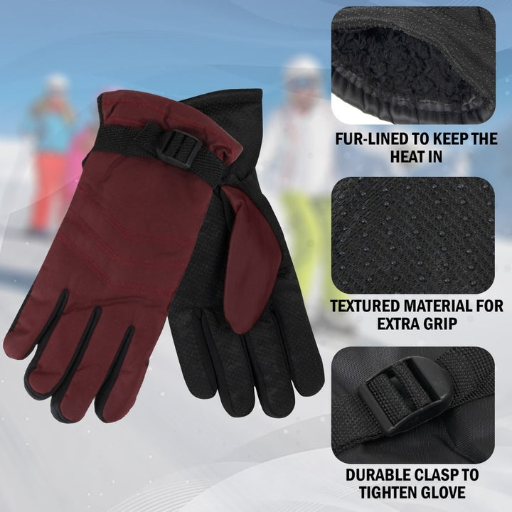 3 Pairs Womens Winter Gloves Cozy faux Lined Ski Snow Warm Waterproof Windproof Image 3