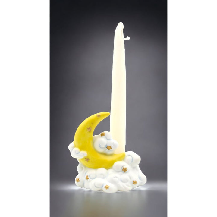 Ceramic Moon Clouds Candle Holder 3.625in Image 1