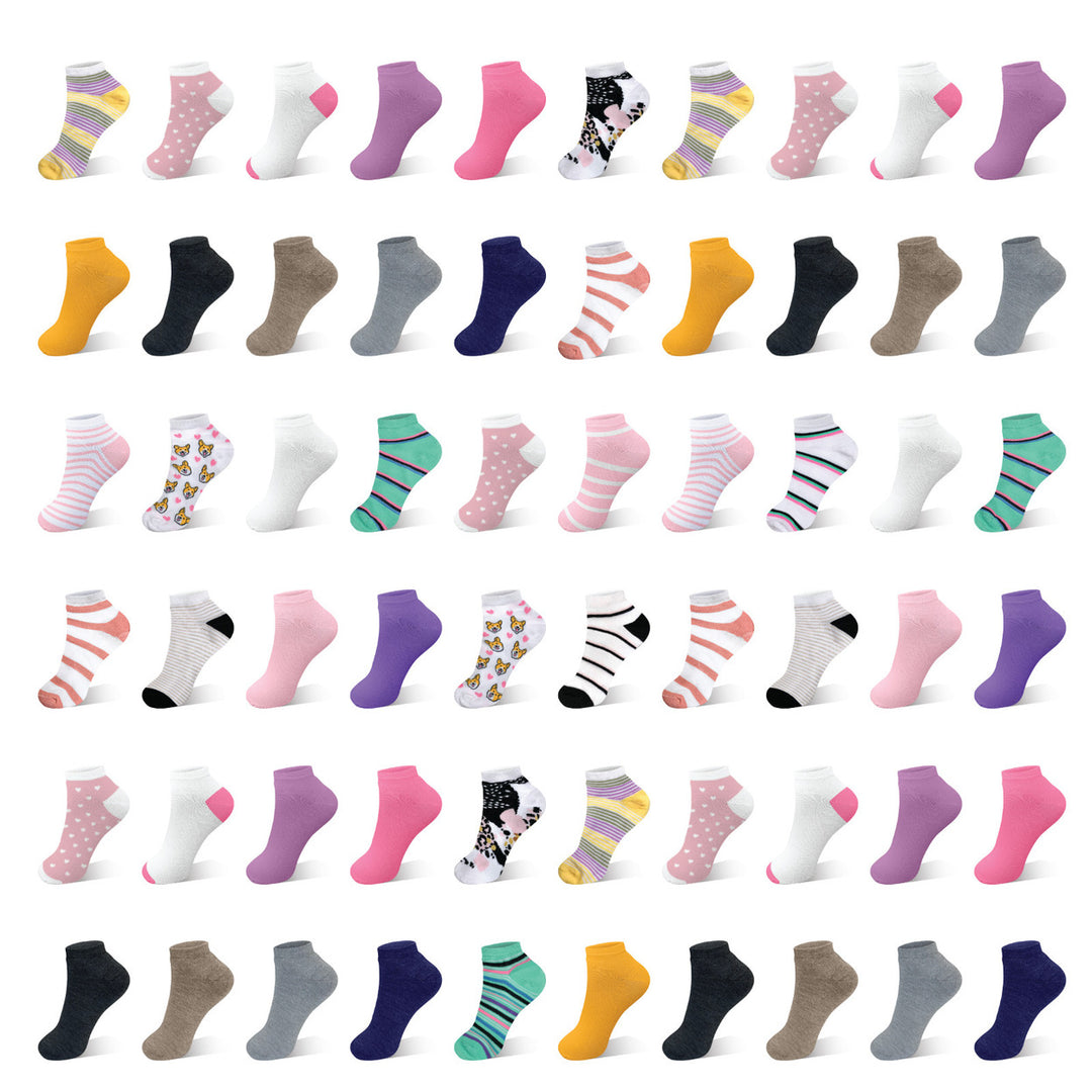 50 Pairs Womens Colorful No Show Low Cut Ankle Socks Size 9-11 Breathable Comfort Image 3