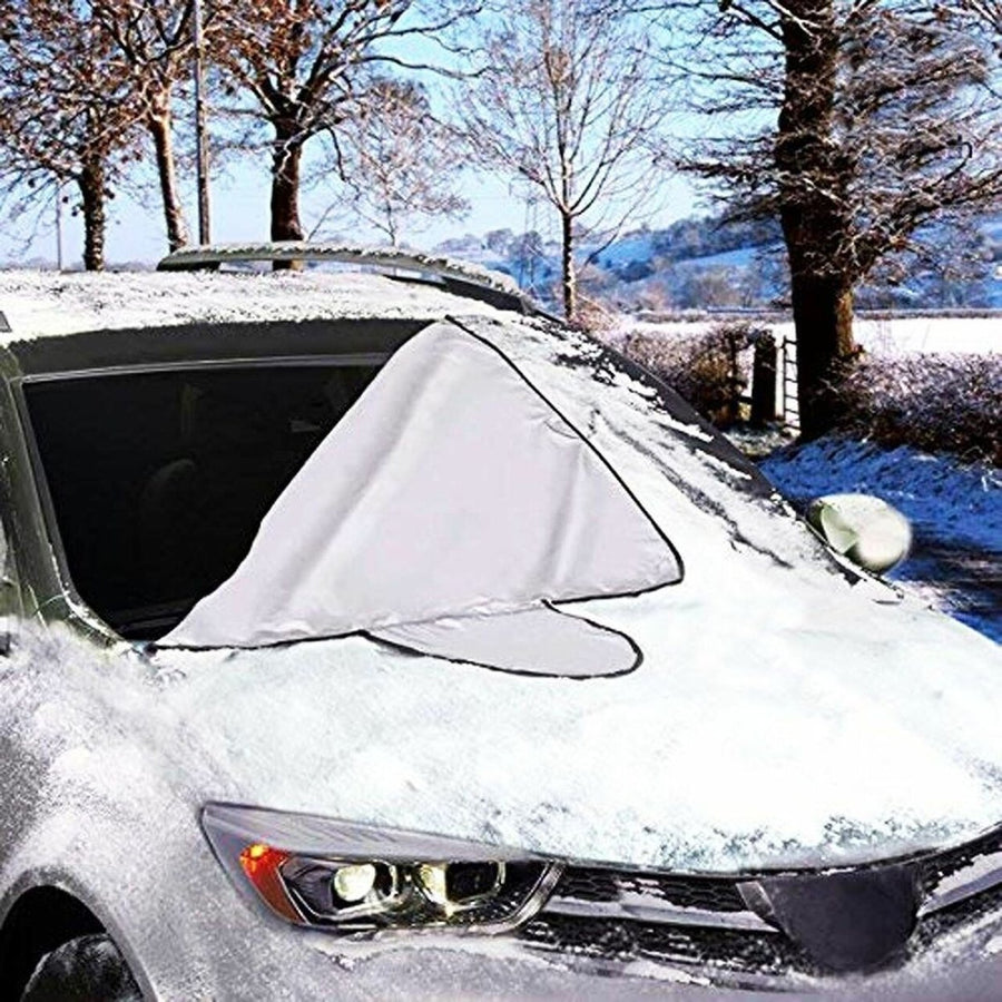 Reversible Windshield Protector Blue Silver Waterproof Cover for Winter Summer Heat Image 1