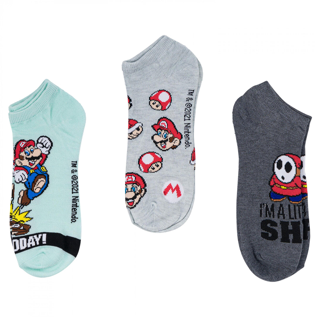 Super Mario Bros. I'm a Little Shy 3-Pair Pack of Men's Ankle Socks Image 1