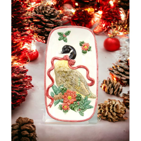 Ceramic Christmas Goose Spoon Rest 3.5"x6.375" Gift Image 1