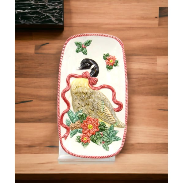 Ceramic Christmas Goose Spoon Rest 3.5"x6.375" Gift Image 2