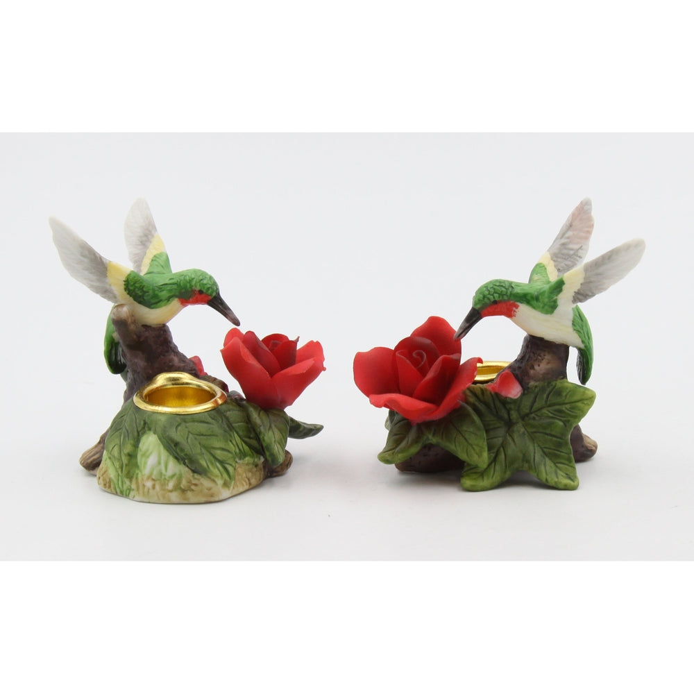 Ceramic Hummingbird with Rose Flower Candle Holder-Set of 2Home DcorMomKitchen Dcor, Image 2