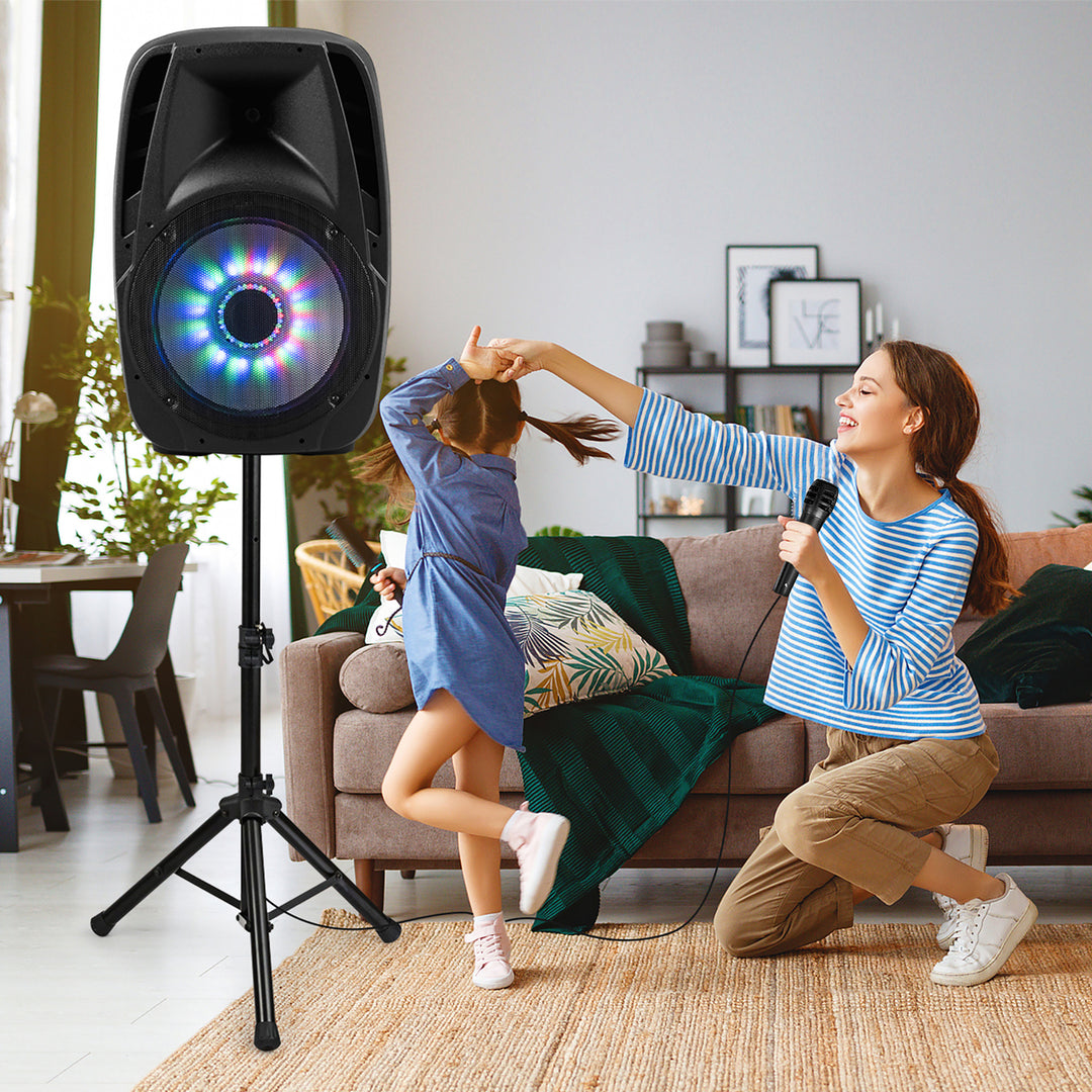 Portable 15 1500W 2-way Powered Speaker w Illuminating Light Image 2