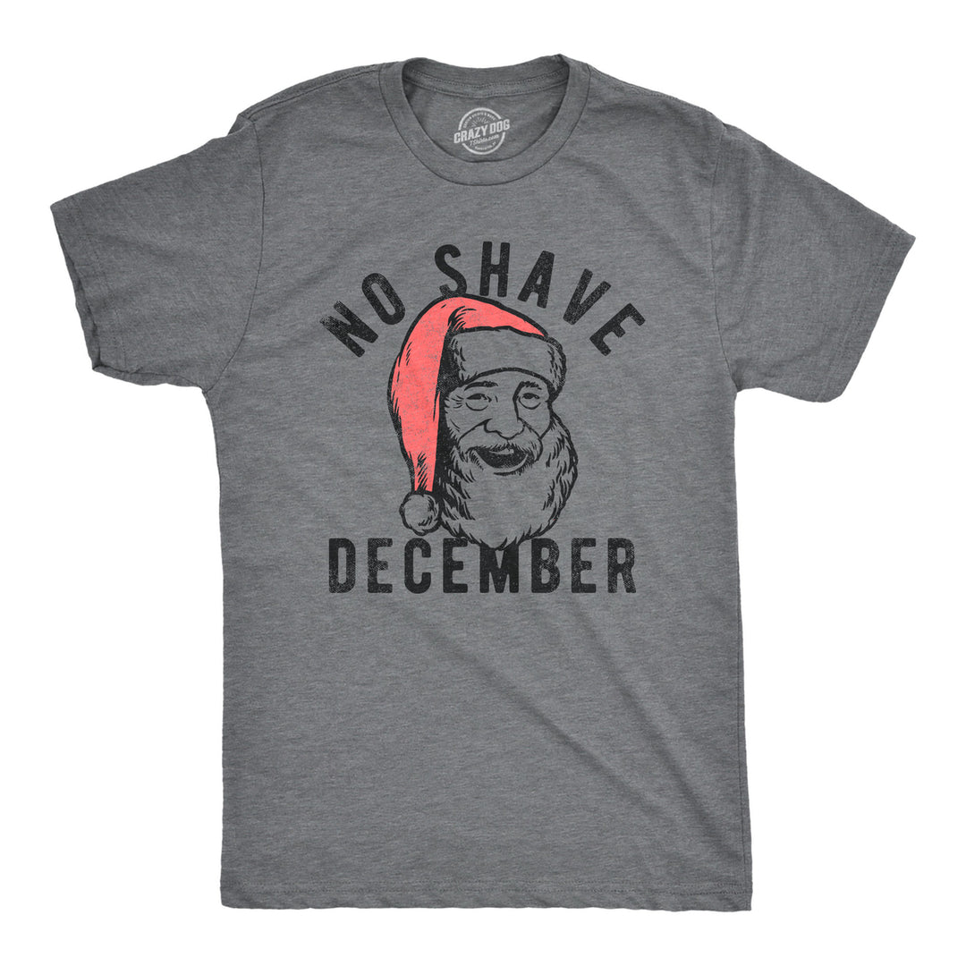 Mens No Shave December T Shirt Funny Xmas Santa Claus Beard Facial Hair Joke Tee For Guys Image 1