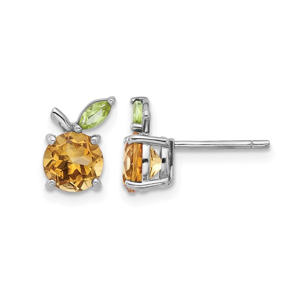 1.75 Carat (ctw) Citrine Orange and Peridot Post Earrings in Sterling Silver Image 1