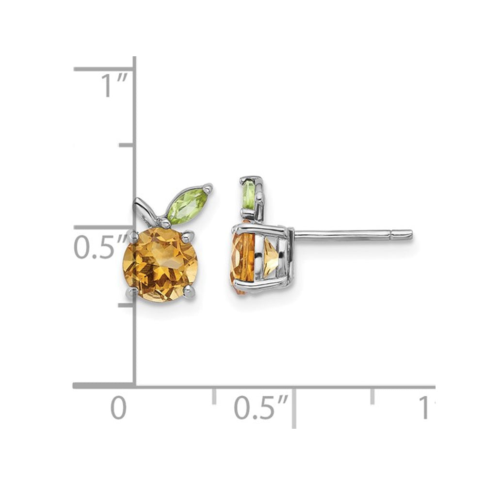 1.75 Carat (ctw) Citrine Orange and Peridot Post Earrings in Sterling Silver Image 2