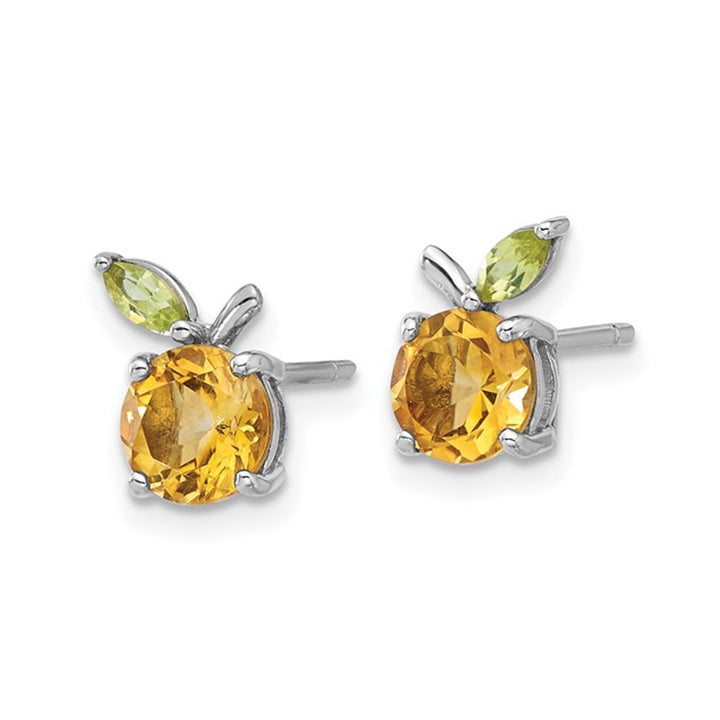 1.75 Carat (ctw) Citrine Orange and Peridot Post Earrings in Sterling Silver Image 4