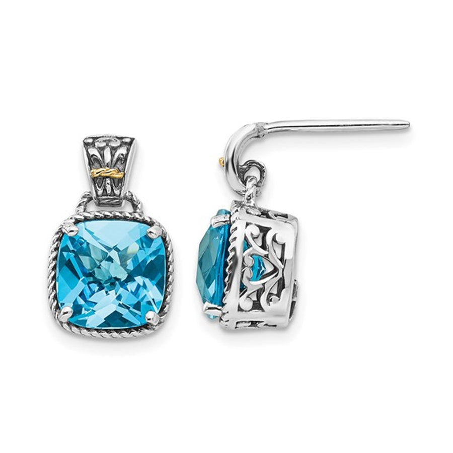 1.90 Carat (ctw) Blue Topaz Dangle Earrings in Sterling Silver Image 1