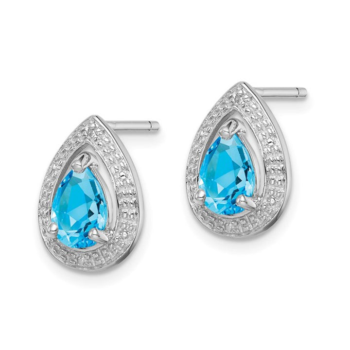 1.45 Carat (ctw) Blue Topaz Drop Post Earrings in Sterling Silver Image 4