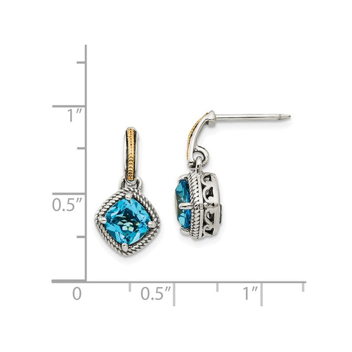 2.70 Carat (ctw) Swiss Blue Topaz Dangle Earrings in Sterling Silver with Yellow Accents Image 4