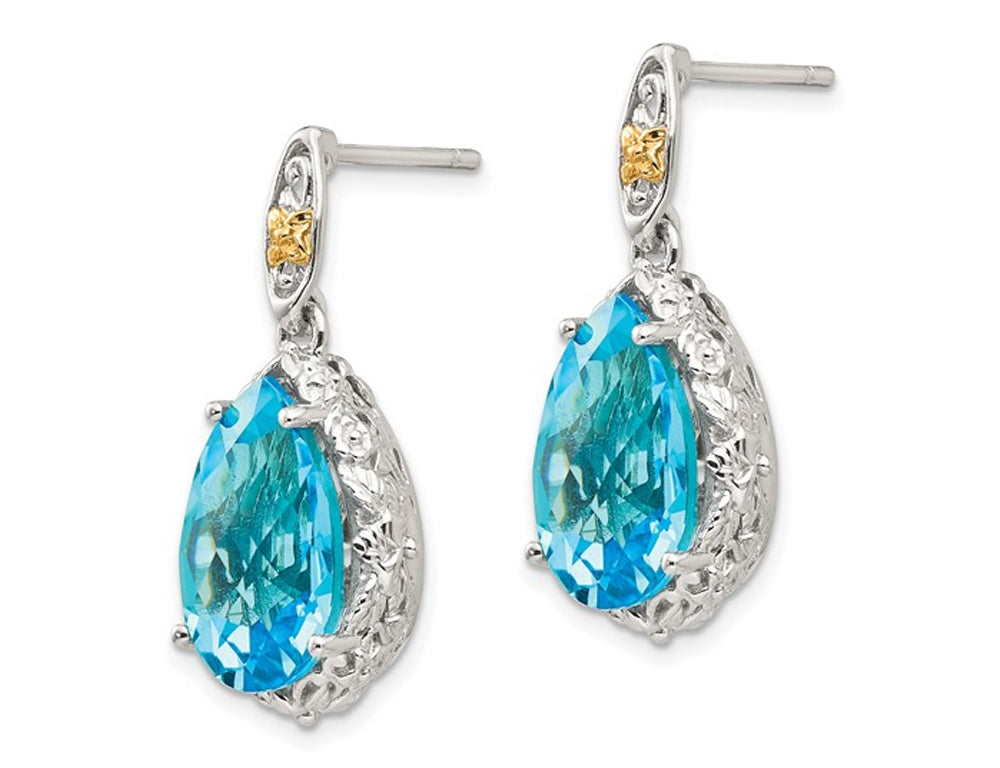 9.72 Carat (ctw) Pear-Cut Blue Topaz Dangle Earrings in Sterling Silver Image 2
