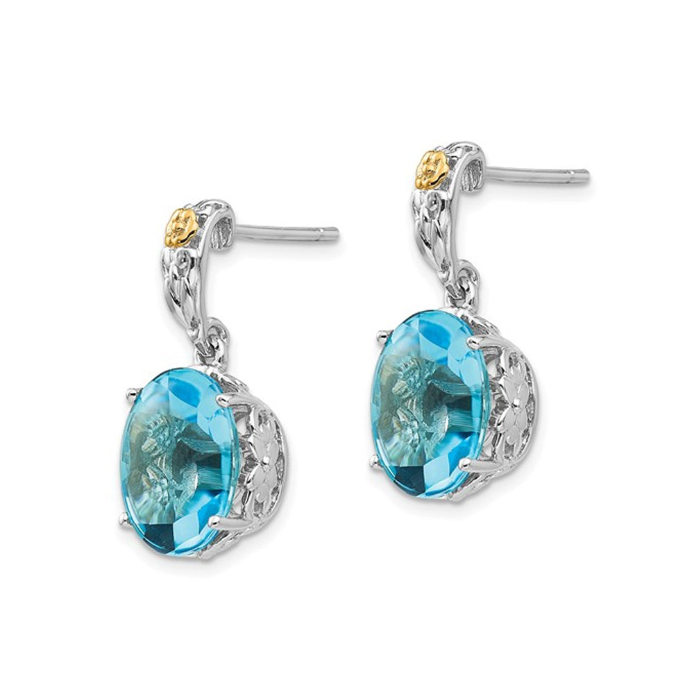 4.20 Carat (ctw) Oval Blue Topaz Dangle Earrings in Sterling Silver Image 4