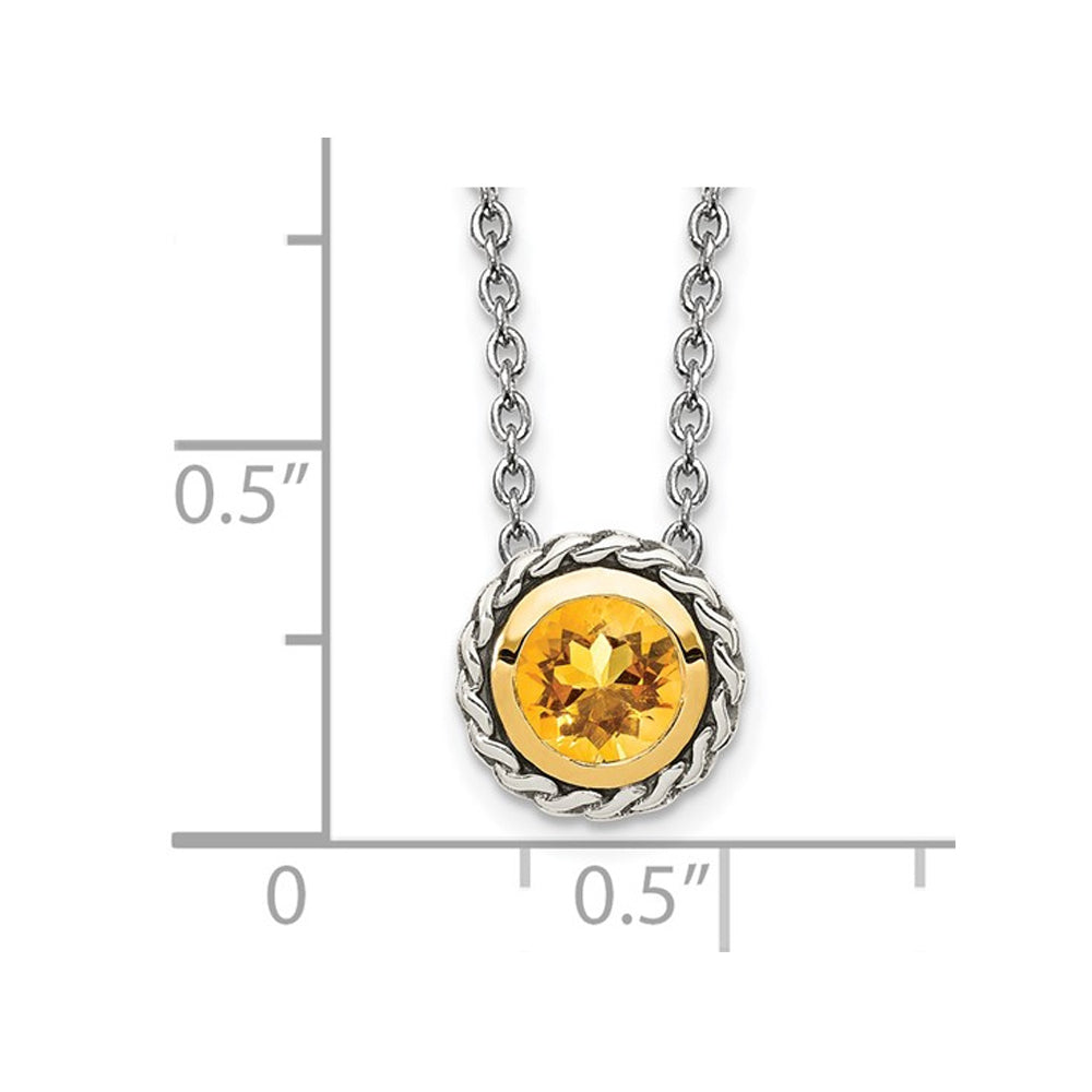 2/5 Carat (ctw) Citrine Drop Pendant Necklace in Antiqued Sterling Silver with Chain Image 2