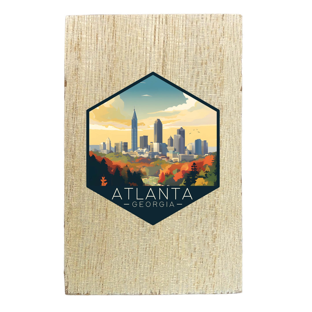 Atlanta Georgia Design A Souvenir Wooden 2" x 3" Fridge Magnet Image 1