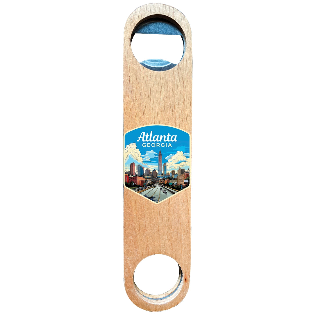 Atlanta Georgia Design B Souvenir Magnetic Wooden Bottle Opener Image 1