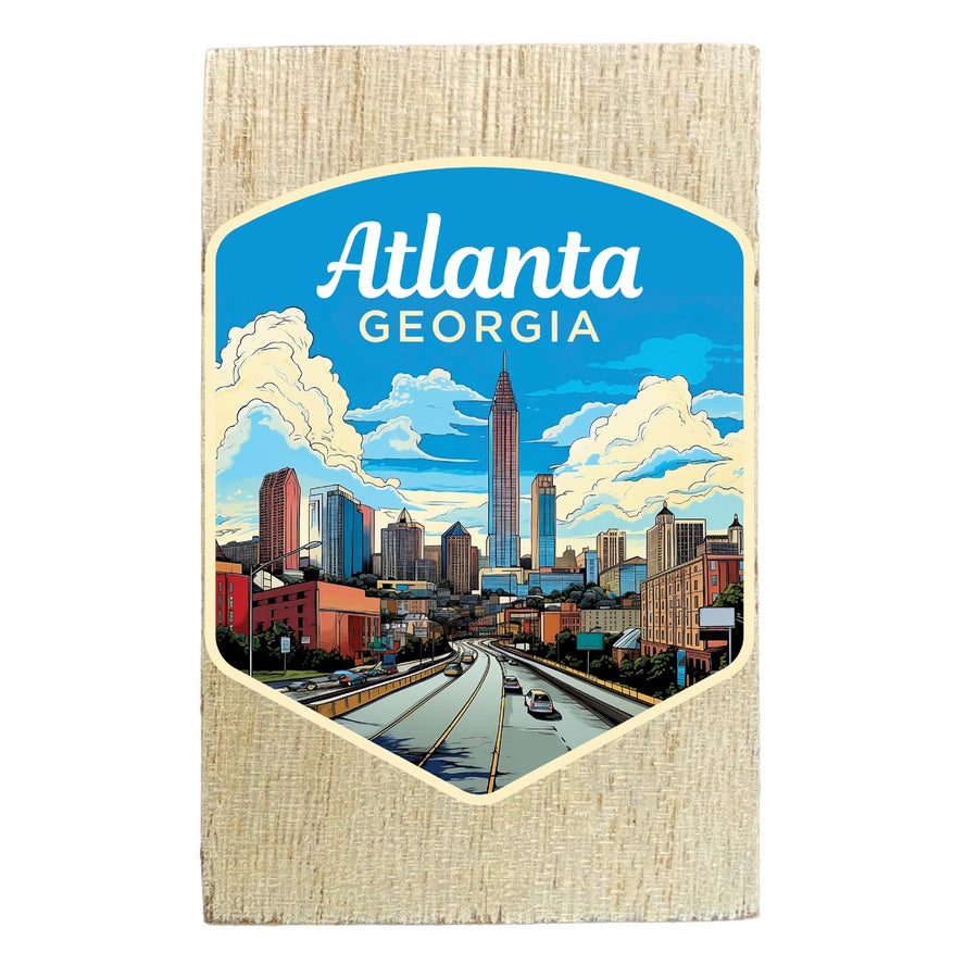 Atlanta Georgia Design B Souvenir Wooden 2" x 3" Fridge Magnet Image 1