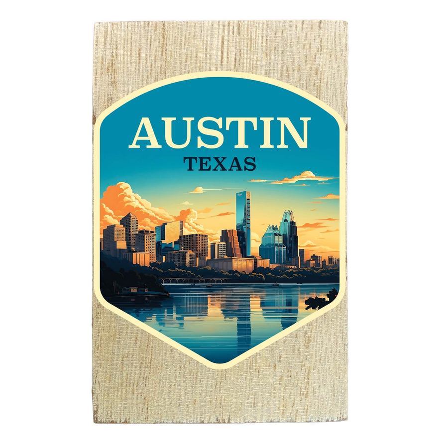 Austin Texas Design A Souvenir Wooden 2" x 3" Fridge Magnet Image 1