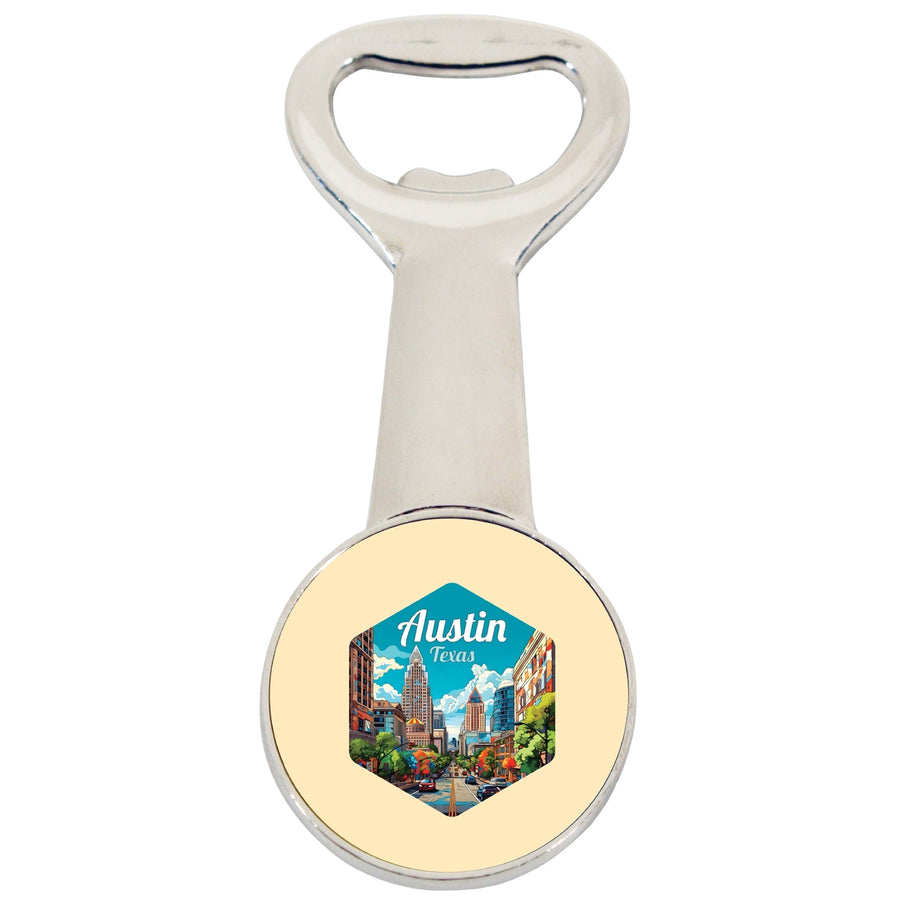 Austin Texas Design B Souvenir Magnetic Bottle Opener Image 1