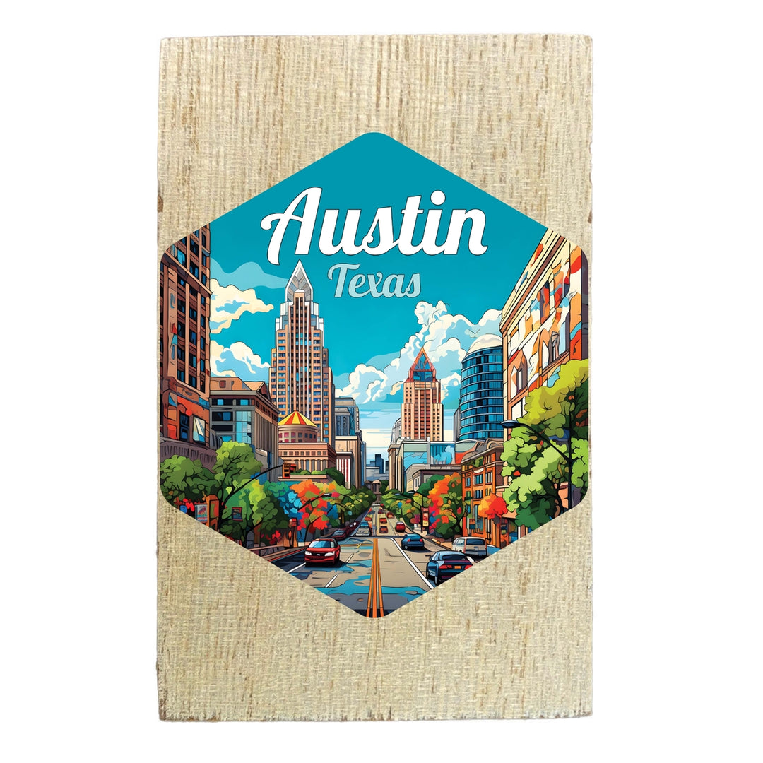 Austin Texas Design B Souvenir Wooden 2" x 3" Fridge Magnet Image 1