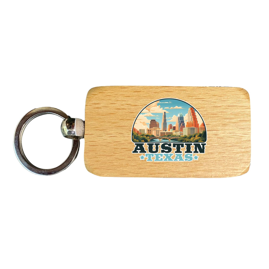Austin Texas Design C Souvenir 2.5x1-Inch Souvenir Wooden Keychain Image 1