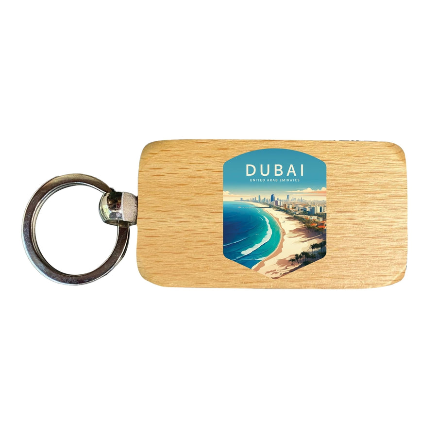 Dubai UAE Design B Souvenir 2.5x1-Inch Souvenir Wooden Keychain Image 1