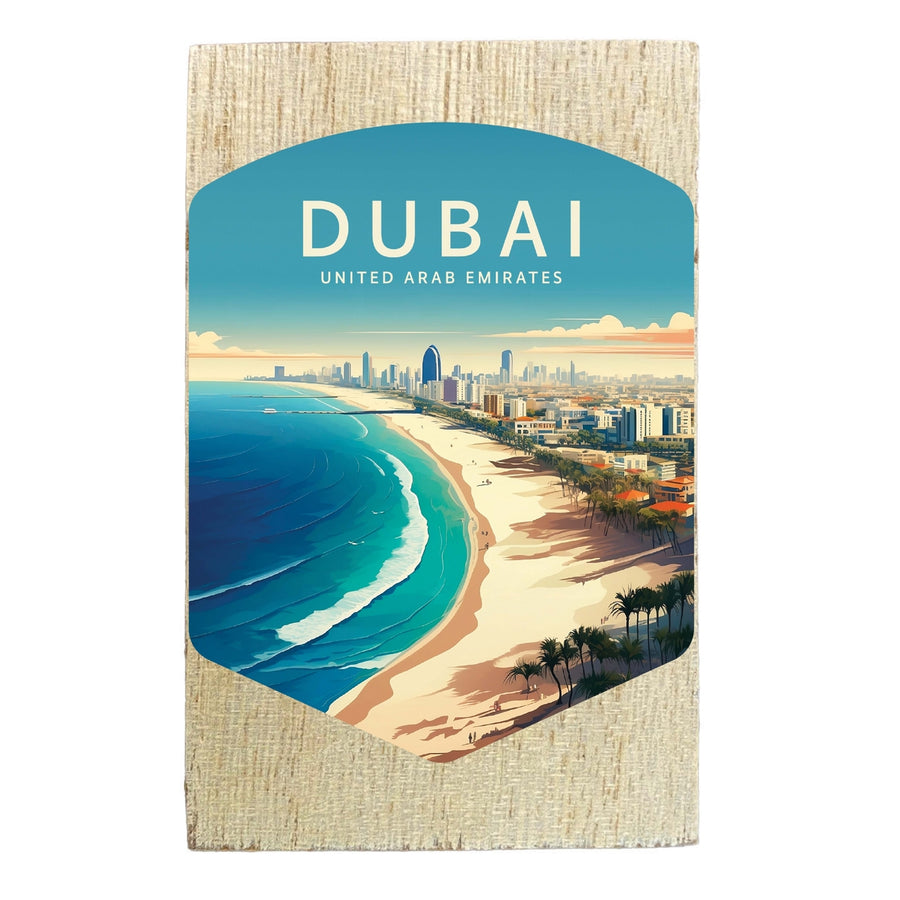 Dubai UAE Design B Souvenir Wooden 2" x 3" Fridge Magnet Image 1