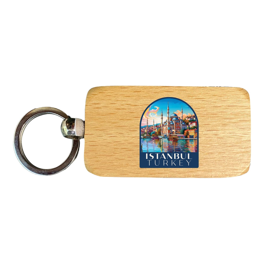 Istanbul Turkey Design A Souvenir 2.5x1-Inch Souvenir Wooden Keychain Image 1