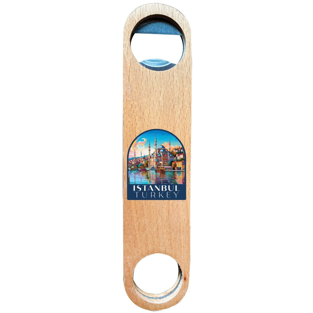 Istanbul Turkey Design A Souvenir Magnetic Wooden Bottle Opener Image 1