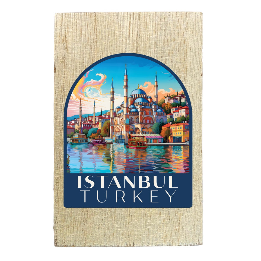 Istanbul Turkey Design A Souvenir Wooden 2" x 3" Fridge Magnet Image 1